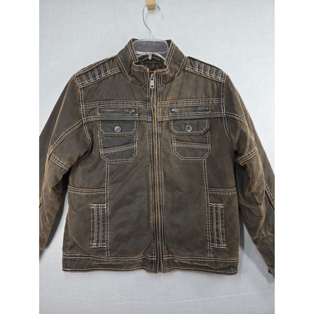 BKE Antiqued Brown Jacket From Buckle Boys Large Leather Look Full Zip***READ*** - Picture 3 of 10